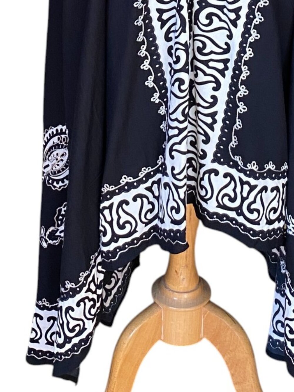 Vintage Advance Apparels Scroll Print Handkerchief Hem Dress Black White Y2K-OS - Picture 5 of 13